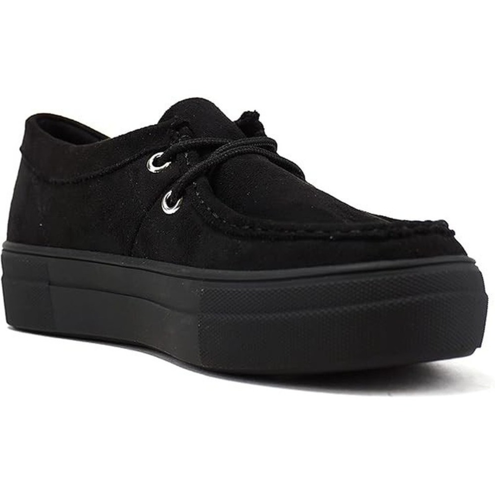 Women Black Suede Slip on Platform Sneakers Comfort Casual Flats Shoes Soda 8.5